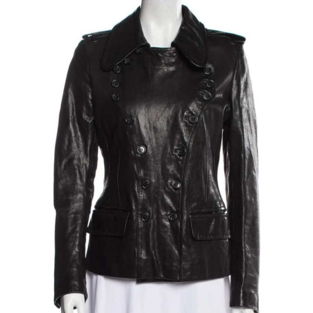 Barbara Bui Lambskin Women’s Leather Biker Jacket Size 40 Black